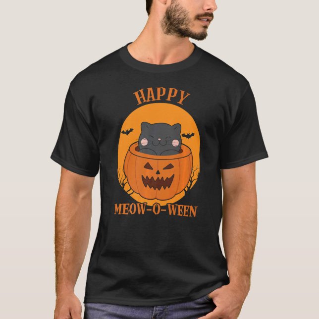 Camiseta Happy Meow O Ween Cat Halloween Costume (Anverso)
