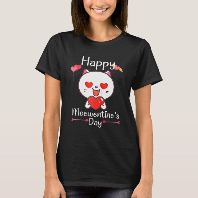 Camiseta Happy Meowentine's Day Valentine Cat Lover Heart C (Anverso)