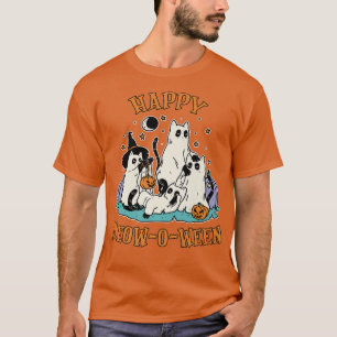 Camiseta Happy Meowoween Cute Cats Ghost Halloween Cats Lov