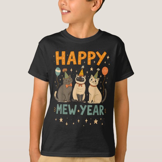 Camiseta Happy Mew Year Cat Party  (Anverso)