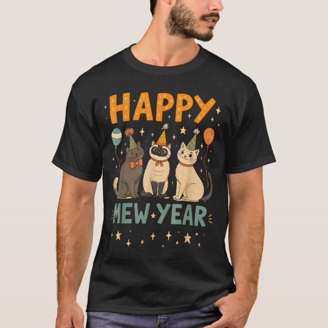 Camiseta Happy Mew Year Cat Party  (Anverso)