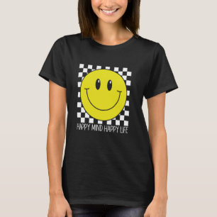 Camiseta Happy Mind Happy Life 70s Smile Checkered Happy Sm