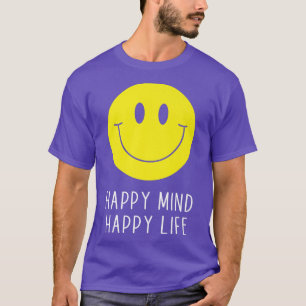 Camiseta Happy Mind Happy Life Yellow Smile Face Motivation