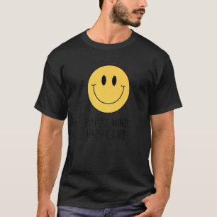 Camiseta Happy Mind Happy Life Yellow Smile Face Motivation