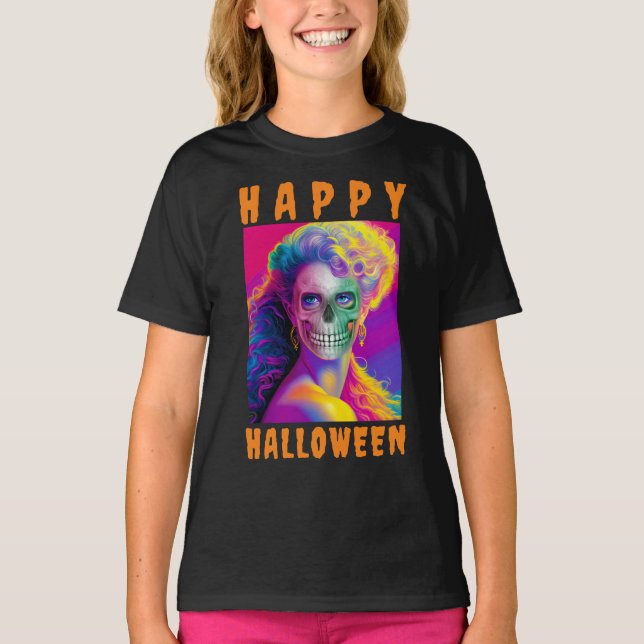 CAMISETA HAPPY MODERNO HALLOWEEN COLORIDO PERSONALIZADO DE  (Anverso)