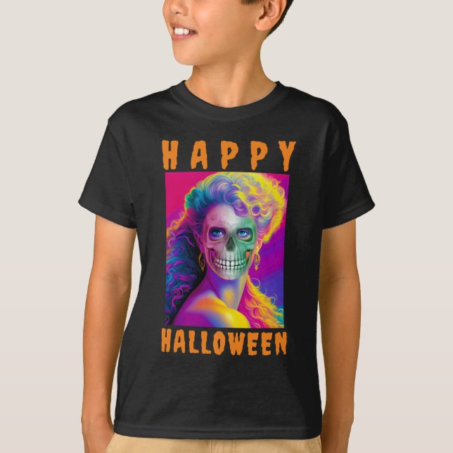 CAMISETA HAPPY MODERNO HALLOWEEN COLORIDO PERSONALIZADO DE  (Anverso)