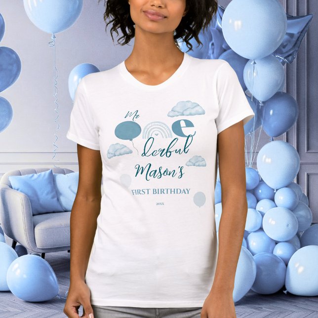 Camiseta Happy Mom Blue Mr Onederful Cloud First Birthday (Subido por el creador)