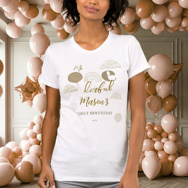 Camiseta Happy Mom Neutral Boho Onederful Family Birthday