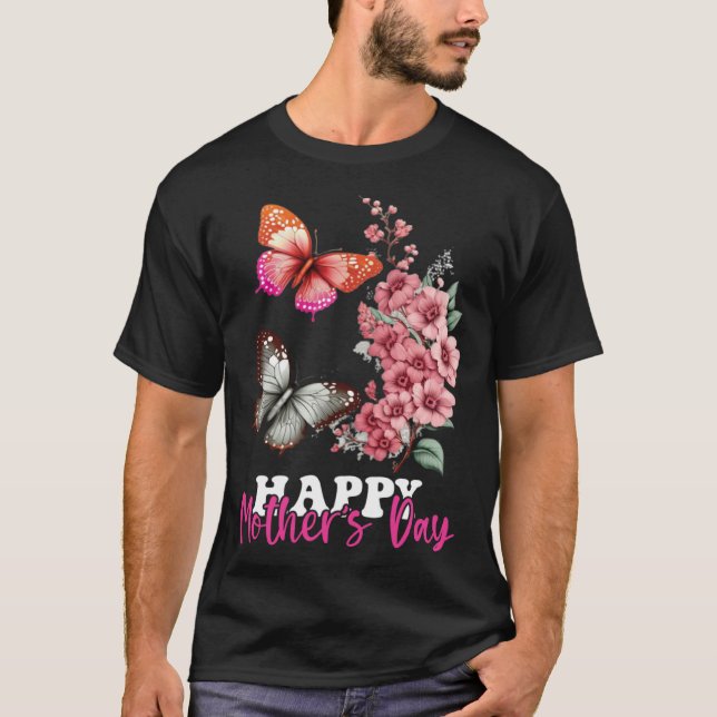 Camiseta Happy Mother s Day 2023 Mothers Day Butterfly Mom  (Anverso)