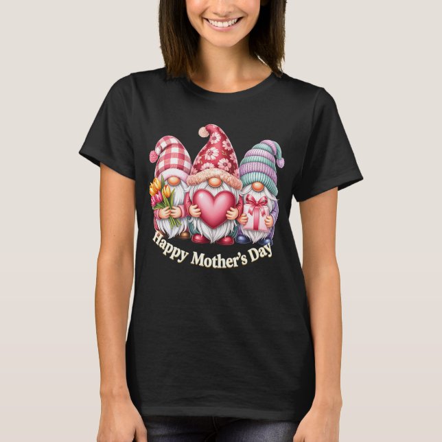 Camiseta Happy Mothers Day Gnomes Heart Flowers Mom Grandma (Anverso)