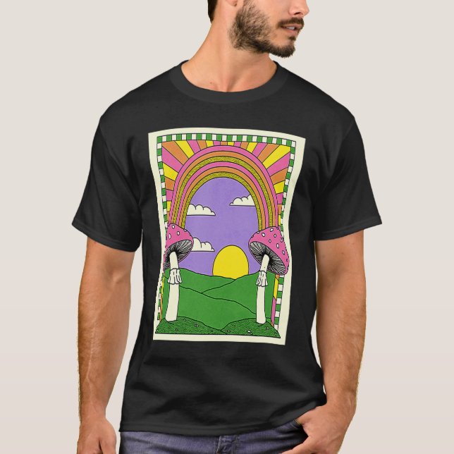 Camiseta Happy Mushroom Psychedelics Rainbow (Anverso)