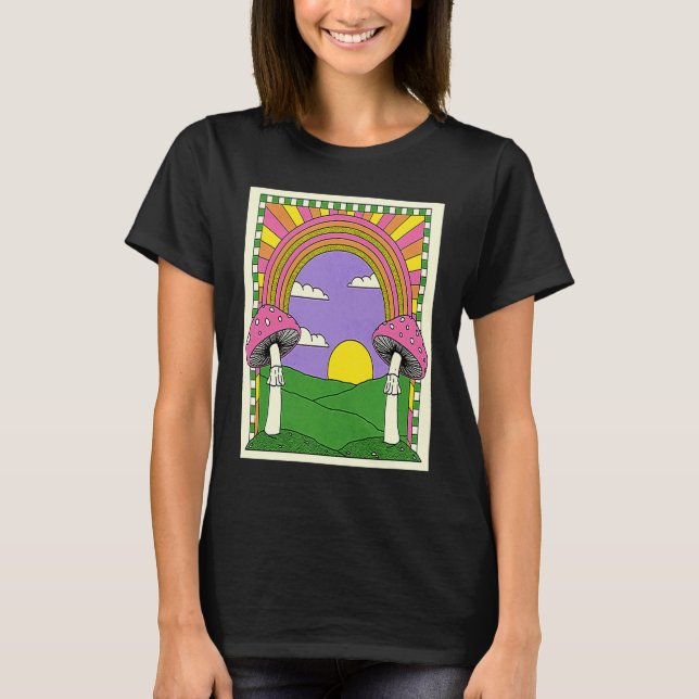 Camiseta Happy Mushroom Psychedelics Rainbow (Anverso)