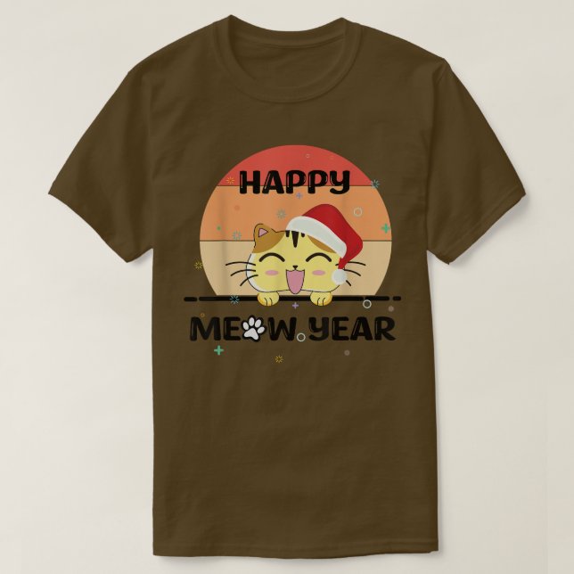 Camiseta happy new year 2023 with funny cat  (Diseño del anverso)