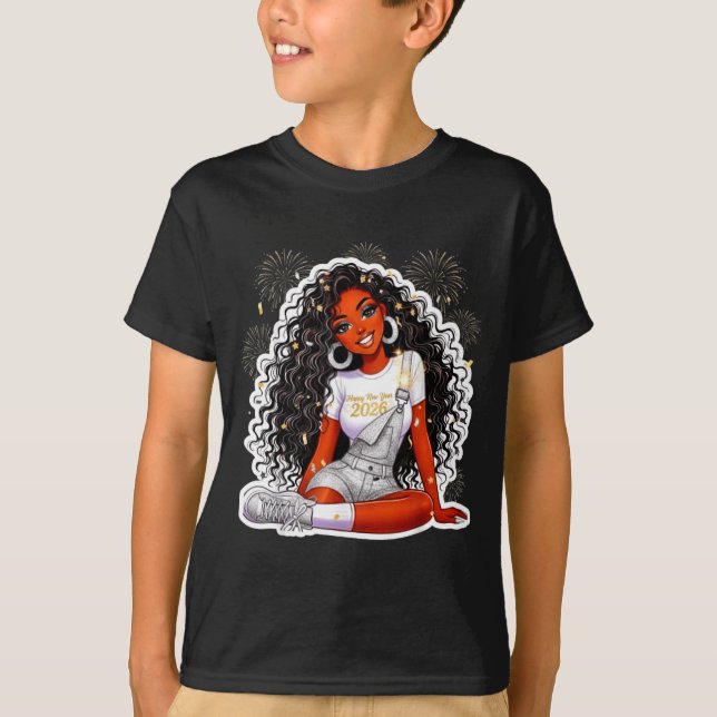 Camiseta Happy New Year 2026 Black Girl Magic Melanin  (Anverso)