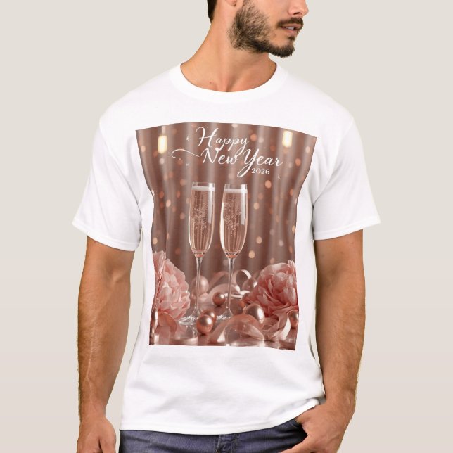 Camiseta happy new year 2026 champagne lights tshirt (Anverso)