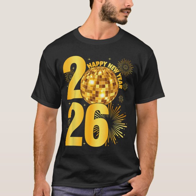 Camiseta Happy New Year 2026 Coquette Bow Disco Ball New Ye (Anverso)