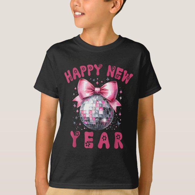 Camiseta Happy New Year 2026 Coquette Nk Bow Disco Ball Wom (Anverso)