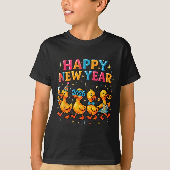 Camiseta Happy New Year 2026 Cute Duck Party Gift  (Anverso)
