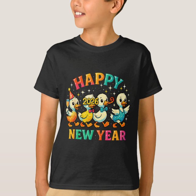 Camiseta Happy New Year 2026 Cute Duck Party Gift  (Anverso)
