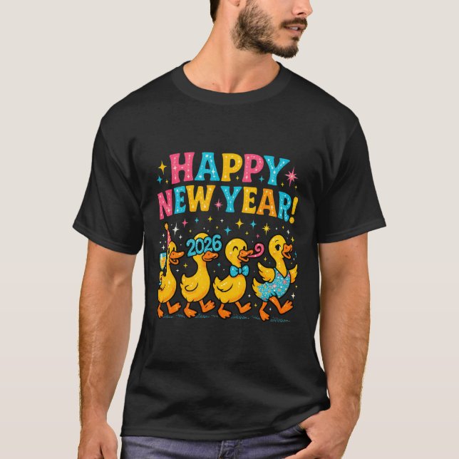 Camiseta Happy New Year 2026 Cute Duck Party Gift Long Slee (Anverso)
