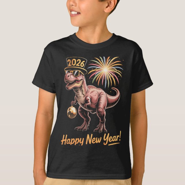 Camiseta Happy New Year 2026 Dinosaur Funny Dino Tee For Ad (Anverso)