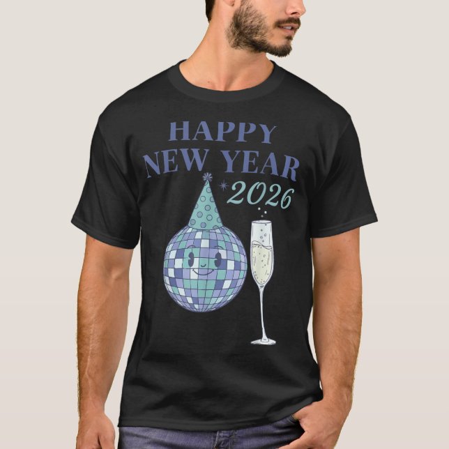 Camiseta Happy New Year 2026 Disco Ball Celebration  (Anverso)