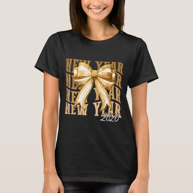 Camiseta Happy New Year 2026 Eve Coquette Party Golden Fami (Anverso)