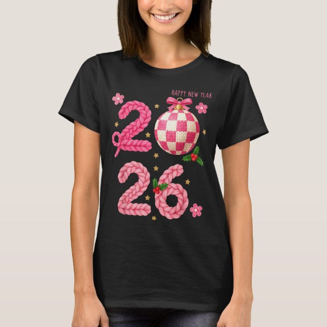 Camiseta Happy New Year 2026 Family Matching Crochet Men Wo (Anverso)