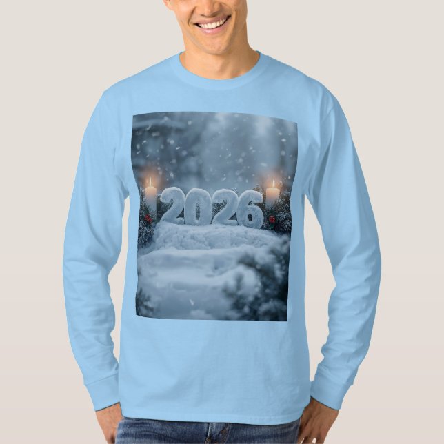 Camiseta happy new year 2026 frosty winter long sleeve (Anverso)