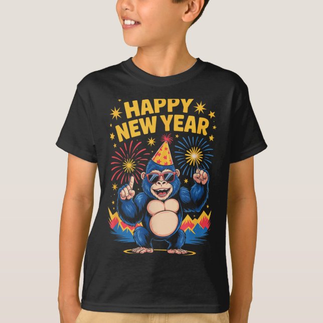 Camiseta Happy New Year 2026 Funny Kids Bigfoot Lovers Part (Anverso)