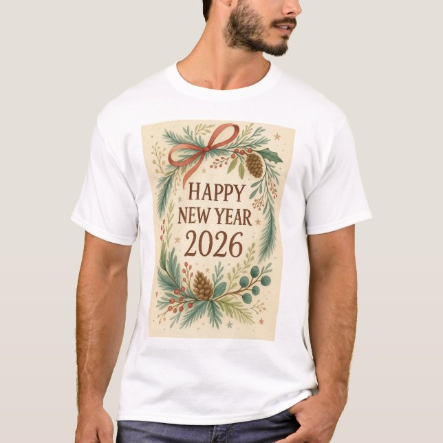 Camiseta happy new year 2026 rustic family t-shirt (Anverso)