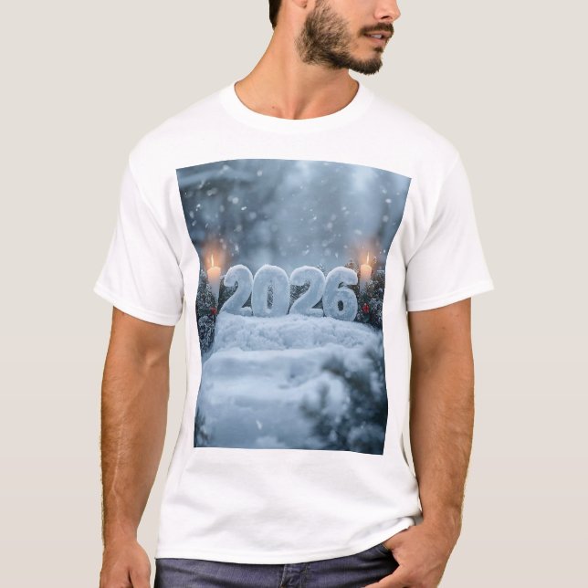 Camiseta happy new year 2026 snowy calm t-shirt (Anverso)