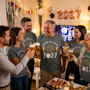 Camiseta Happy New Year 2027 Beer Celebration Retro