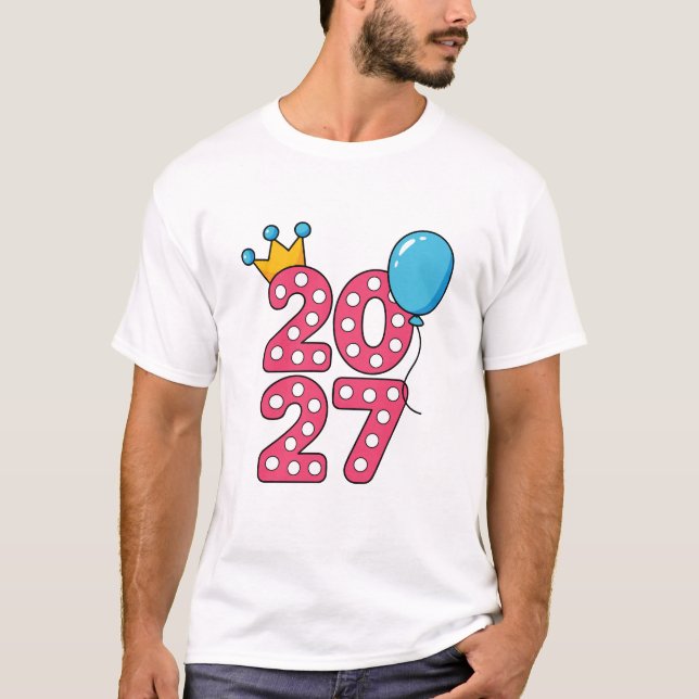 Camiseta Happy New Year 2027 T-Shirt | Pink Polka Dot Numbe (Anverso)