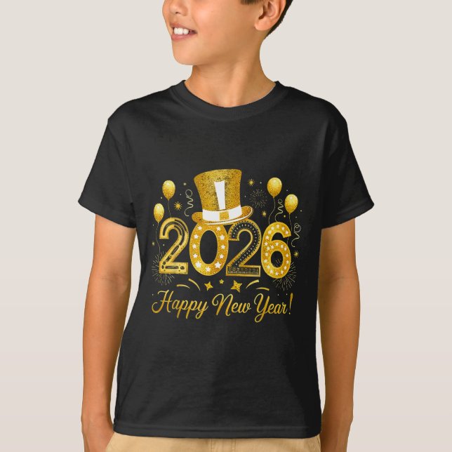Camiseta Happy New Year Balloons Party 2026 Together Family (Anverso)