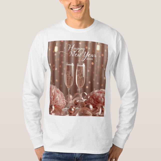 Camiseta happy new year champagne glow long sleeve (Anverso)