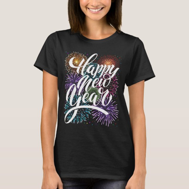 Camiseta Happy New Year Firework Family Matching Men Women  (Anverso)