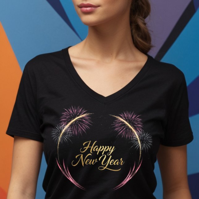 Camiseta Happy New Year Fireworks Design (Subido por el creador)