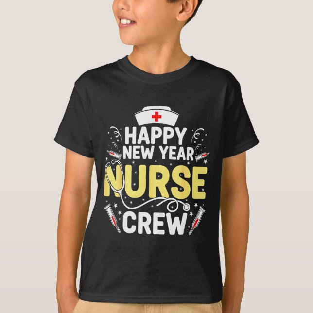 Camiseta Happy New Year Nurse Shirt, Fireworks Stethoscope  (Anverso)
