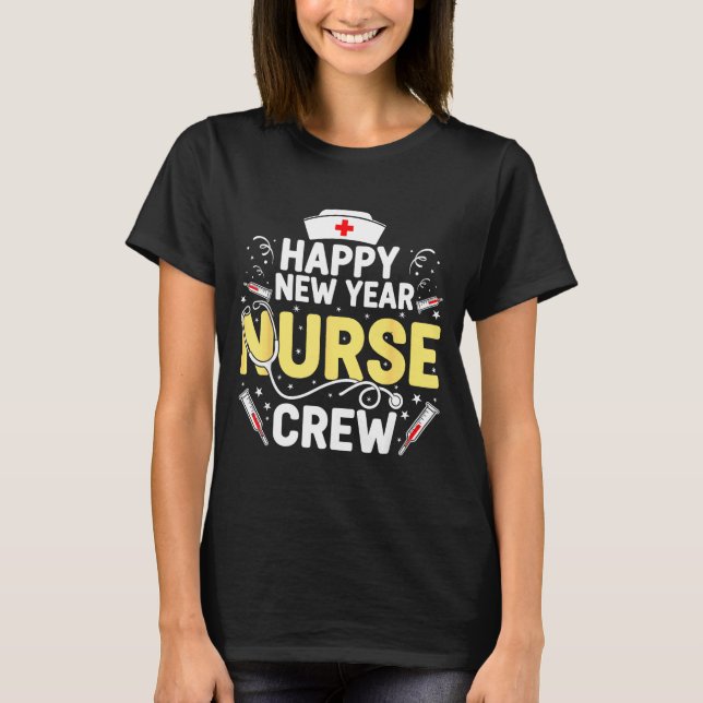 Camiseta Happy New Year Nurse Shirt, Fireworks Stethoscope  (Anverso)