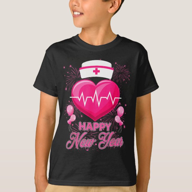 Camiseta Happy New Year Nurses Heartbeat New Years Eve Part (Anverso)
