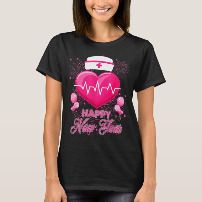 Camiseta Happy New Year Nurses Heartbeat New Years Eve Part (Anverso)