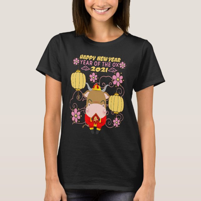 Camiseta Happy New Year of the OX 2021 Chinese clothes  for (Anverso)