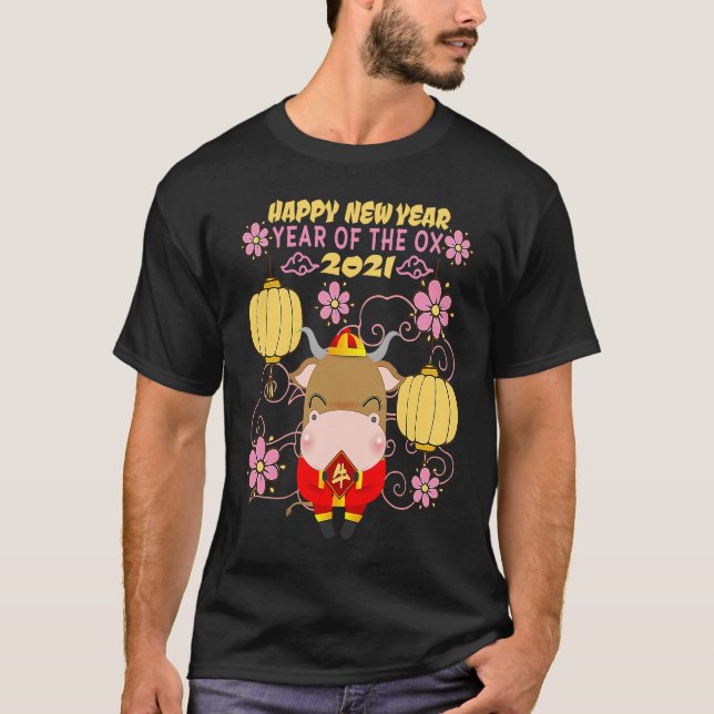 Camiseta Happy New Year of the OX 2021 Chinese clothes  for (Anverso)