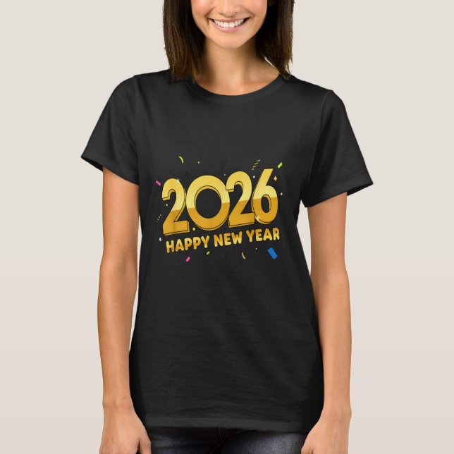 Camiseta Happy New Year Party 2026 Ballon Family Matching M (Anverso)