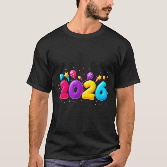 Camiseta Happy New Year Party 2026 Ballon Family Matching M (Anverso)