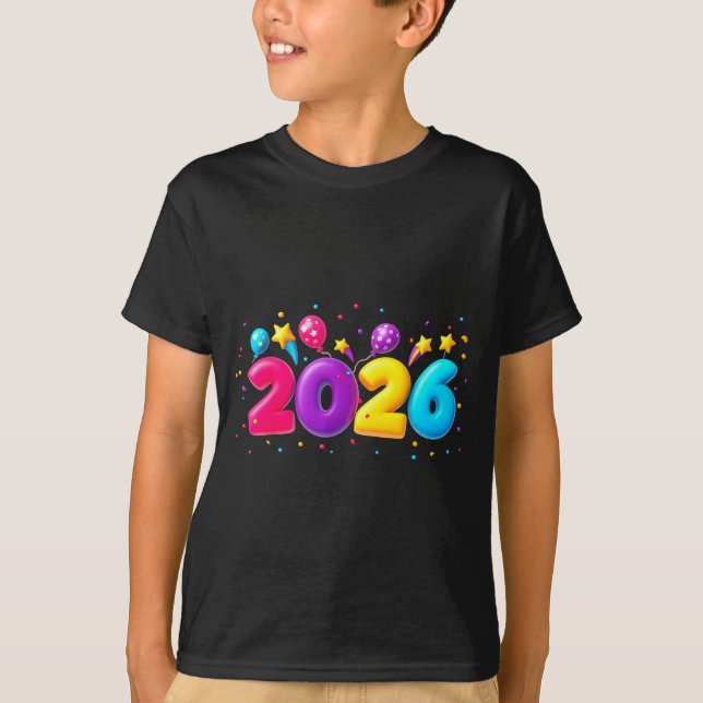 Camiseta Happy New Year Party 2026 Ballon Family Matching M (Anverso)
