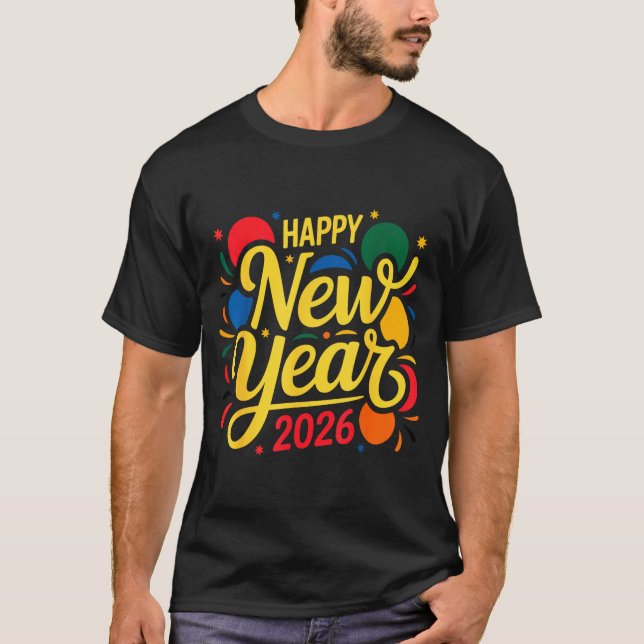 Camiseta Happy New Year Party 2026 Ballon Family Matching M (Anverso)