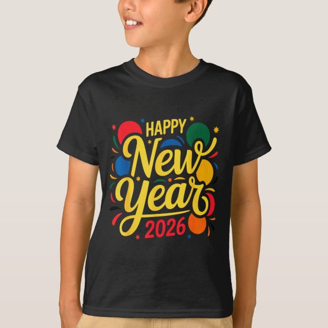 Camiseta Happy New Year Party 2026 Ballon Family Matching M (Anverso)