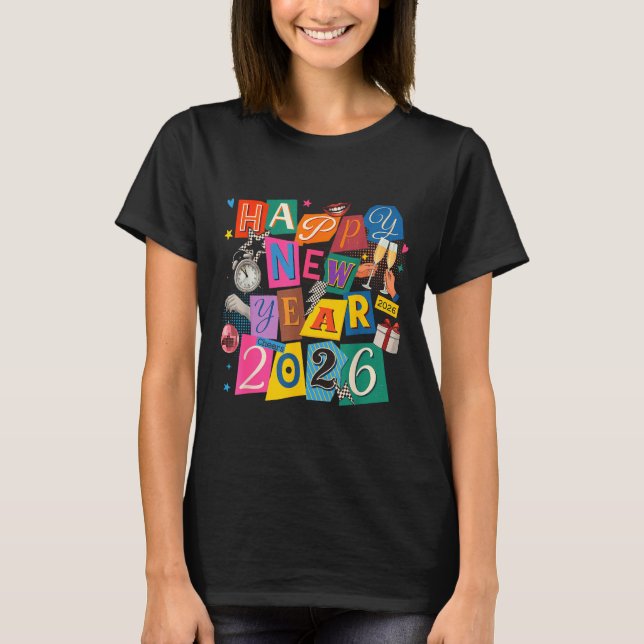 Camiseta Happy New Year Party 2026 Ballon Family Matching M (Anverso)